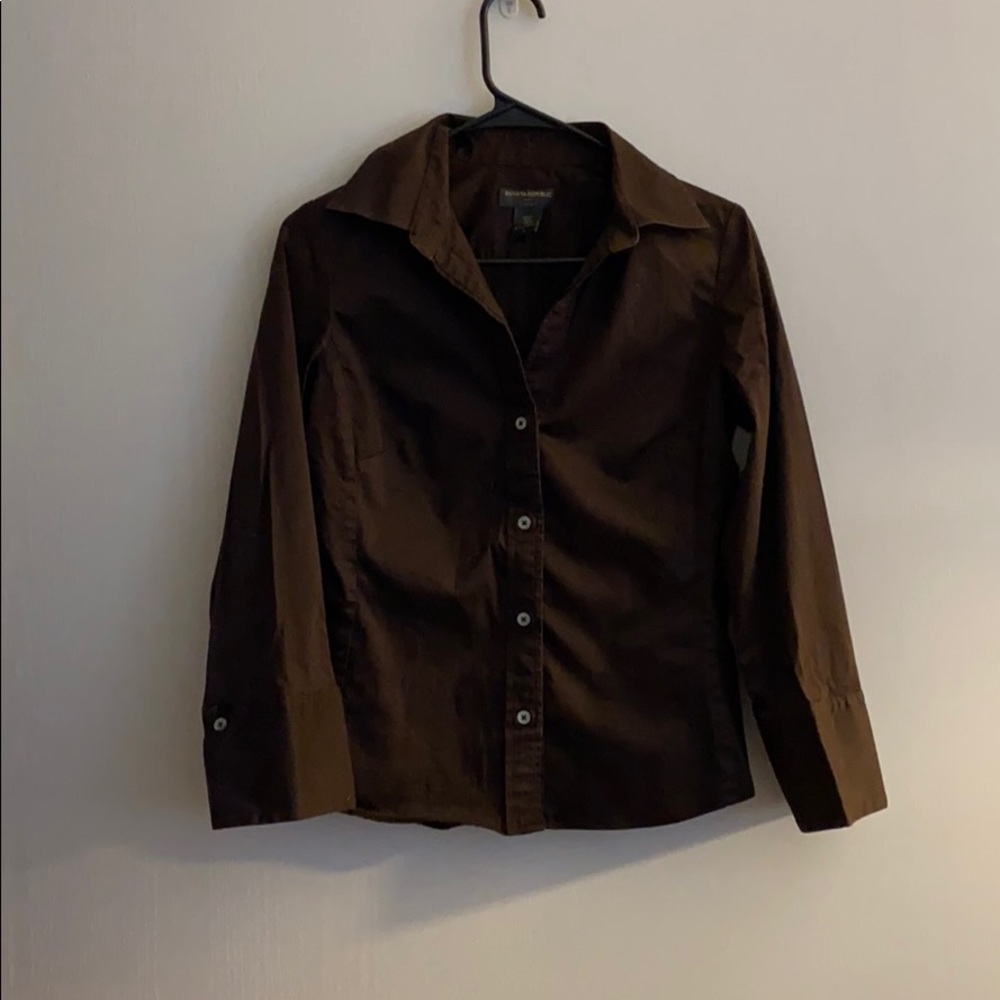 Banana republic stretch brown women’s dress shirt